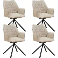 Dimehouse Set van 4 Draaibare Eetkamerstoelen Novan Beige Chenille – 180° Draaibaar - Chenille - Modern