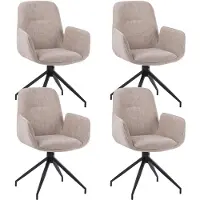 Dimehouse Set van 4 Draaibare Eetkamerstoelen Nela Chenille Beige - Met Armleuningen - Chenille - Design