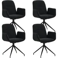 Dimehouse Set van 4 Draaibare Eetkamerstoelen Nela Chenille Zwart - Met Armleuningen - Chenille - Design