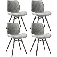 Dimehouse Set van 4 Eetkamerstoelen Beau Grijs Chenille Stof - Zonder Armleuningen - Chenille - Modern
