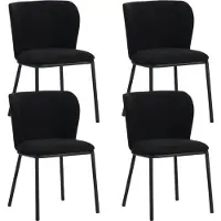 Dimehouse Set van 4 Eetkamerstoelen Tess Zwart Bouclé Stof - Zonder Armleuningen - Stof - Scandinavisch & Basic