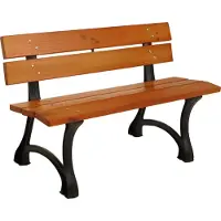 MCW Tuinbank -O20, parkbank houten bank 2-zits, gietijzer hout grenen, 125cm ~ teak