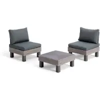 Keter Signature Elements Balkonset - 2 personen - met groene kussens - Cappuccino/Ashwood