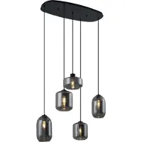 QAZQA Moderne hanglamp zwart met smoke glas 5-lichts - Sheena