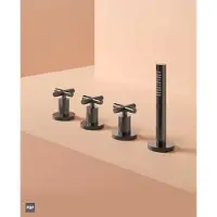 Hotbath Chap badrandcombinatie met 2 stopkranen gepolijst zwart PVD