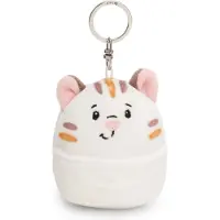 Nici Sleutelhanger Chill Cat 8cm - wit - pluchen metgezel voor rugzak of tas, knuffelige hanger met metalen ring voor sleutelhanger & sleutelhouder | 61751