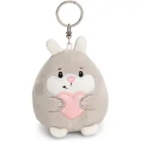 Nici Sleutelhanger Chill Bunny met hart, 8 cm, grijs, pluchen metgezel voor rugzak of tas, knuffelige hanger met metalen ring voor sleutelhanger en sleutelhanger | 61754