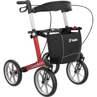 Mobilex lichtgewicht rollator Panda Comfort - Opvouwbaar - Met Zachte Comfort Banden - Rugsteun - stokbak - Rood