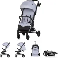Chipolino kinderwagen, Buggy Pixie, inklapbaar, met bekerhouder en opbergmand, maximaal 22 kg, lichtgrijs
