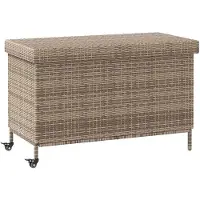vidaXL Tuinkist met wielen, grijs, 110x55x73 cm, polyrotan