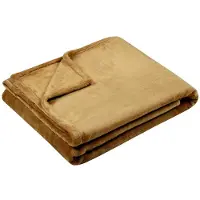 Stof Textiles Plaid/bankdeken Maribelle - camel bruin - 130 x 160 cm - polyester fleece - 1 persoons