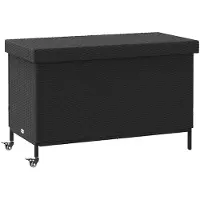 vidaXL Tuinbox met wielen 110x55x73 cm poly rattan zwart