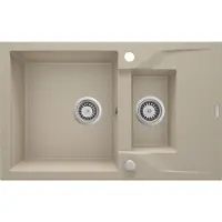 Deante - Granitochtende gootsteen ANDANTE, 1,5 kom, met afvoerbak, 78x49 cm, kleur: zand