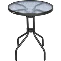 Outsunny Tuintafel, glazen tafel, bistrotafel, balkontafel, veiligheidsglas, diameter 60 cm, hoogte 70 cm