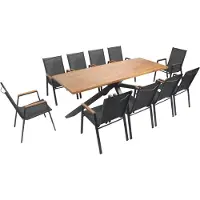 Oviala - Tuintafel van acacia en met 10 fauteuils - Stella