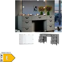 Vicco Kaptafel met licht Anett Grijs 150 cm met spiegel en LED-lichtslinger, Model 40715