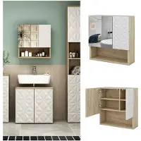 Vicco Edge Badkamerspiegelkast – 54 x 55 cm met deur en open vakken Wit