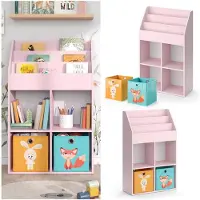 Vicco Luigi Kinderboekenkast – 72 x 114.2 cm met 2 vouwdozen (kleurrijk) Roze