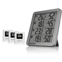 Bresser Weerstation - Quadro NV Thermo-/ Hygrometer- 3 Sensoren - Grijs