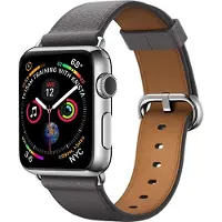 Mobigear Leren Watch bandje geschikt voor Apple Watch Bandje Gespsluiting | Roma - 49/46/45/44 mm - Grijs
