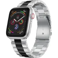 Mobigear Stalen Watch bandje geschikt voor Apple Watch Bandje Vouwsluiting | Lissabon - 49/46/45/44 mm - Zwart / Zilver