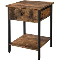 Hoppa! - Vintage Nachtkastje/Bijzettafel - Bruin - Metaal - 41 x 41 x 56 cm (B x D x H)