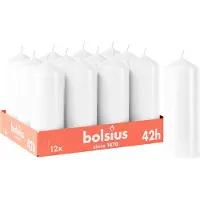 Bolsius - Gladde Stompkaarsen - 12 stuks - Wit - 42 branduren - 15 x 5,8 cm