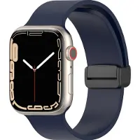 Mobigear Siliconen Watch bandje geschikt voor Apple Watch Bandje Magneetsluiting | Sport Mag - 42/41/40/38 mm - Marineblauw