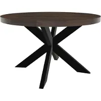 Lizzely Garden & Living Eettafel rond mangohout 130cm Jones walnoot bruin ronde industriële tafel duurzaam mango eetkamertafel