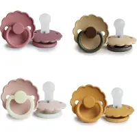 Frigg DAISY Fopspeen set 4 stuks - Siliconen - Maat 1 - 0-6 maanden - Cedar - Honey Gold - Acorn - Blush Night