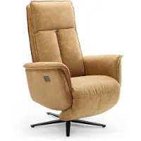 Goossens Fauteuil Odyssey - Met Armleuning - Leer - Bruin