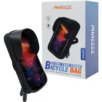 Phreeze Telefoonhouder Fiets Waterdicht - Met Opbergvak - Met Kliksysteem - Stuurbevestiging - 360 Graden Draaibaar - Anti-Schok - Universeel - Zwart