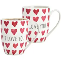 Secret De Gourmet Koffiemokken MR Lover Lover - 2x stuks - Keramiek - wit/rood - 300 ml - 8 x 11 cm - Luxe uitstraling