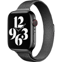 Mobigear Milanese Watch bandje geschikt voor Apple Watch Bandje Magneetsluiting | Slim Loop - 42/41/40/38 mm - Zwart