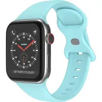 Mobigear Siliconen Watch bandje geschikt voor Apple Watch Bandje Druksluiting | Sport Dual - 49/46/45/44 mm - Babyblauw