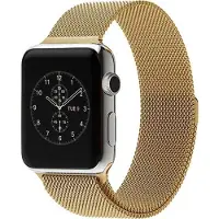 Mobigear Milanese Watch bandje geschikt voor Apple Watch Bandje Magneetsluiting | Style Loop - 42/41/40/38 mm - Goud