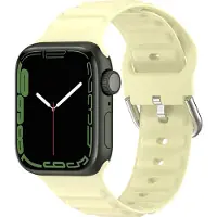 Mobigear Siliconen Watch bandje geschikt voor Apple Watch Bandje Gespsluiting | Bumpy - 42/41/40/38 mm - Geel