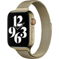 Mobigear Milanese Watch bandje geschikt voor Apple Watch Bandje Magneetsluiting | Slim Loop - 49/46/45/44 mm - Bronsgoud