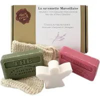 Savon De Marseille Kerstcadeau set Thee, Pomme amour, kerstengel zeepje met sisal zeepzakje - kerstcadeautje - kerstgeschenk - dierproefvrij - vegan - handgemaakt