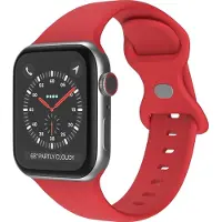 Mobigear Siliconen Watch bandje geschikt voor Apple Watch Bandje Druksluiting | Sport Dual - 49/46/45/44 mm - Donkerrood