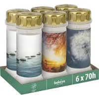 Bolsius - Herdenkingslicht - Wit met patroon - 6 stuks - 70 Branduren