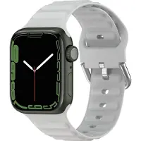 Mobigear Siliconen Watch bandje geschikt voor Apple Watch Bandje Gespsluiting | Bumpy - 42/41/40/38 mm - Grijs