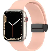 Mobigear Siliconen Watch bandje geschikt voor Apple Watch Bandje Magneetsluiting | Sport Mag - 42/41/40/38 mm - Roze