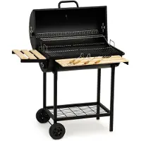 Viking Choice Barbecue met deksel en warmhoud rek - Zwarte metalen BBQ met thermostaat - 104x68x111 cm