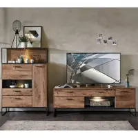 Wohn-Concept Manhattan TV/woonkameroplossing Materiaal hout/metaal Haveleiche cognac/grafiet