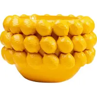 Kare design decoratieve plantenbak Lemon Juice, hoogte 22 cm, Ø 34 geel Juice, geel / oranje, Woon-/ Eetkamer, Kunststof, Design