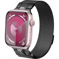 Mobigear Milanese Watch bandje geschikt voor Apple Watch Bandje Magneetsluiting | Mecha Loop - 49/46/45/44 mm - Grijs