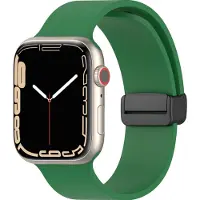 Mobigear Siliconen Watch bandje geschikt voor Apple Watch Bandje Magneetsluiting | Sport Mag - 49/46/45/44 mm - Groen