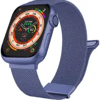 Mobigear Milanese Watch bandje geschikt voor Apple Watch Bandje Magneetsluiting | Luxury Loop - 49/46/45/44 mm - Blauw