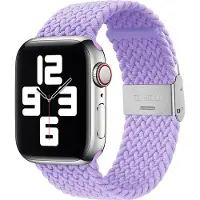 Mobigear Nylon Watch bandje geschikt voor Apple Watch Bandje Klemsluiting | Braided - 42/41/40/38 mm - Paars / Lavendel